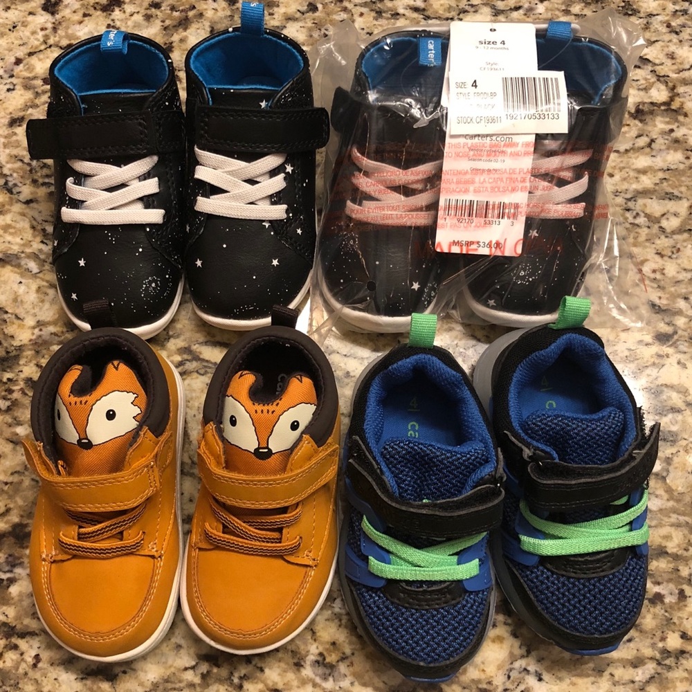 Carter’s toddler boy shoes size 4 (4 pairs)
